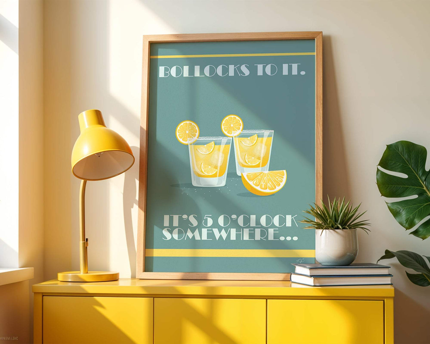Bollocks to It witty wall art print with colorful 5 o'clock quote for home or office