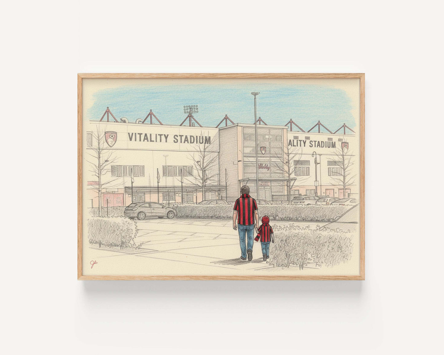 Bournemouth Football Club Vitality Stadium print with fans and family celebrating football community spirit
