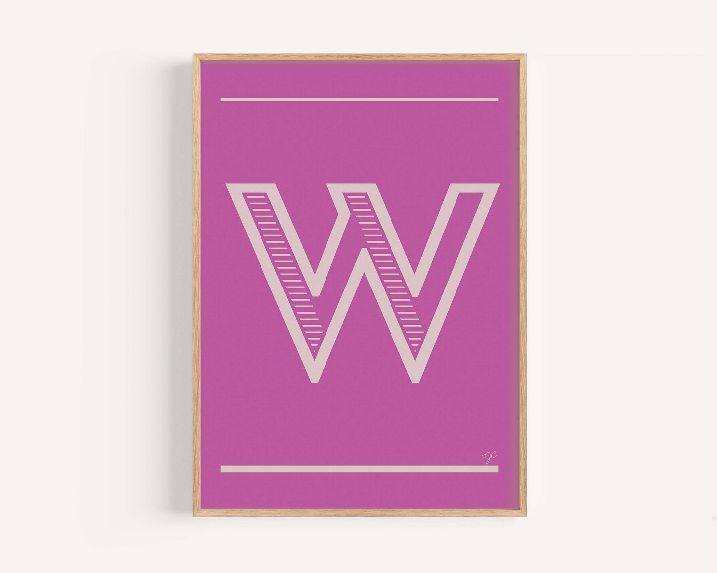 "W" letter from Alphabet Print Collection on gallery-grade matte fine art paper for personalized wall art