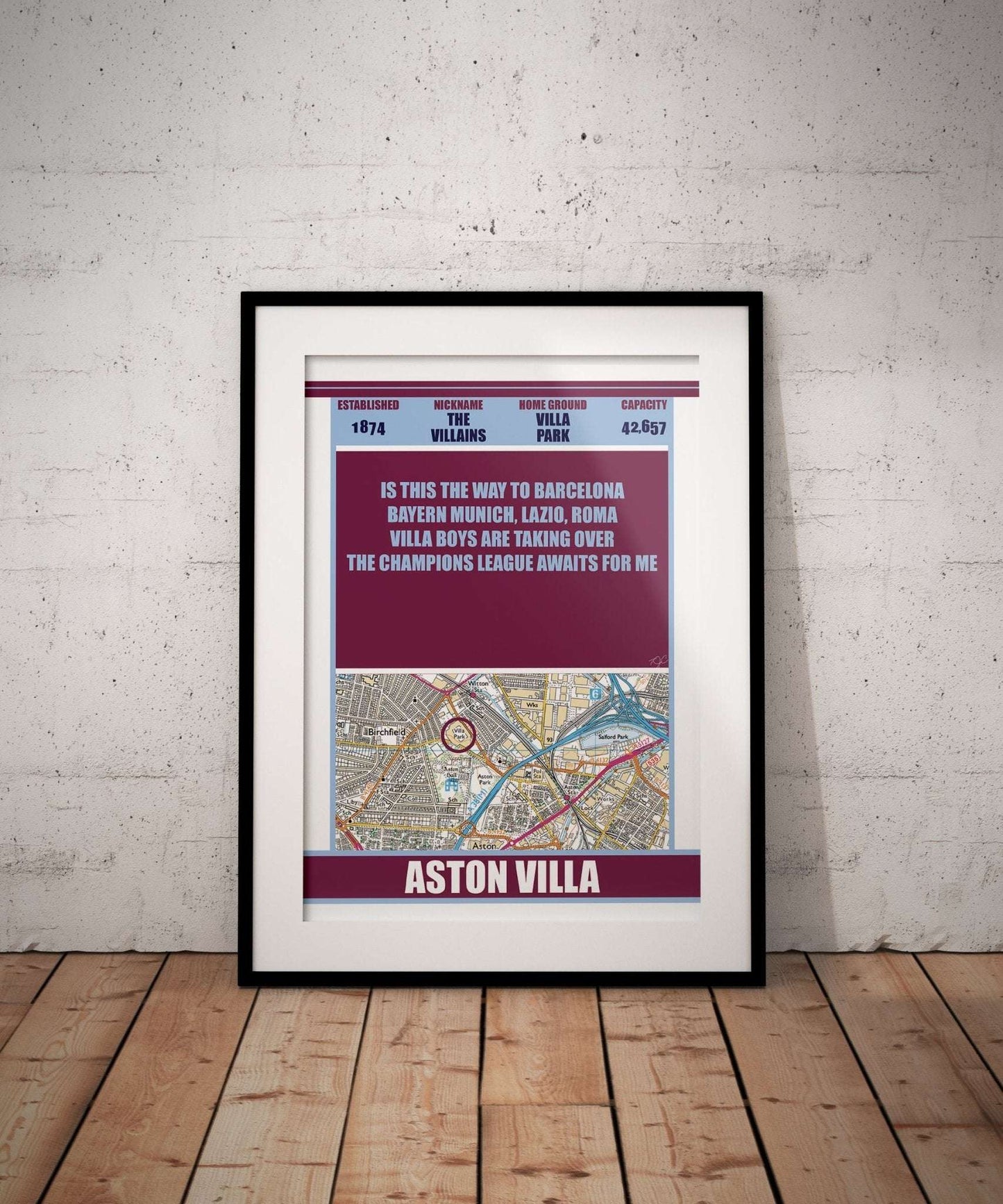 Aston Villa Champions League print - Striped Circle