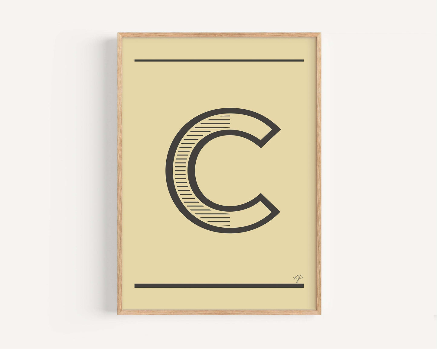 "C" letter alphabet print from Alphabet Print Collection on matte fine art paper for personalized wall art
