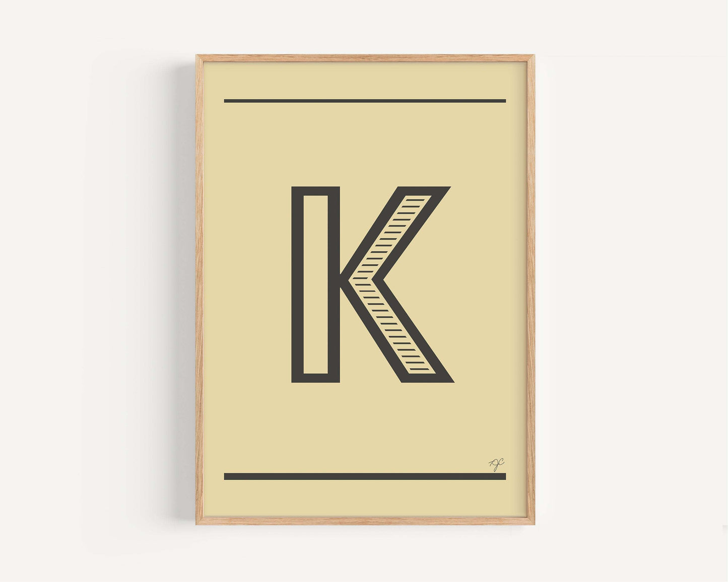 "K" alphabet print from Striped Circle's Alphabet Print Collection on matte fine art paper in bold black design
