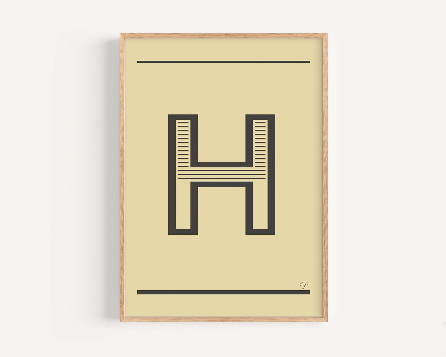 Alphabet print "H" from the Alphabet Print Collection, colorful gallery-grade fine art paper wall art.