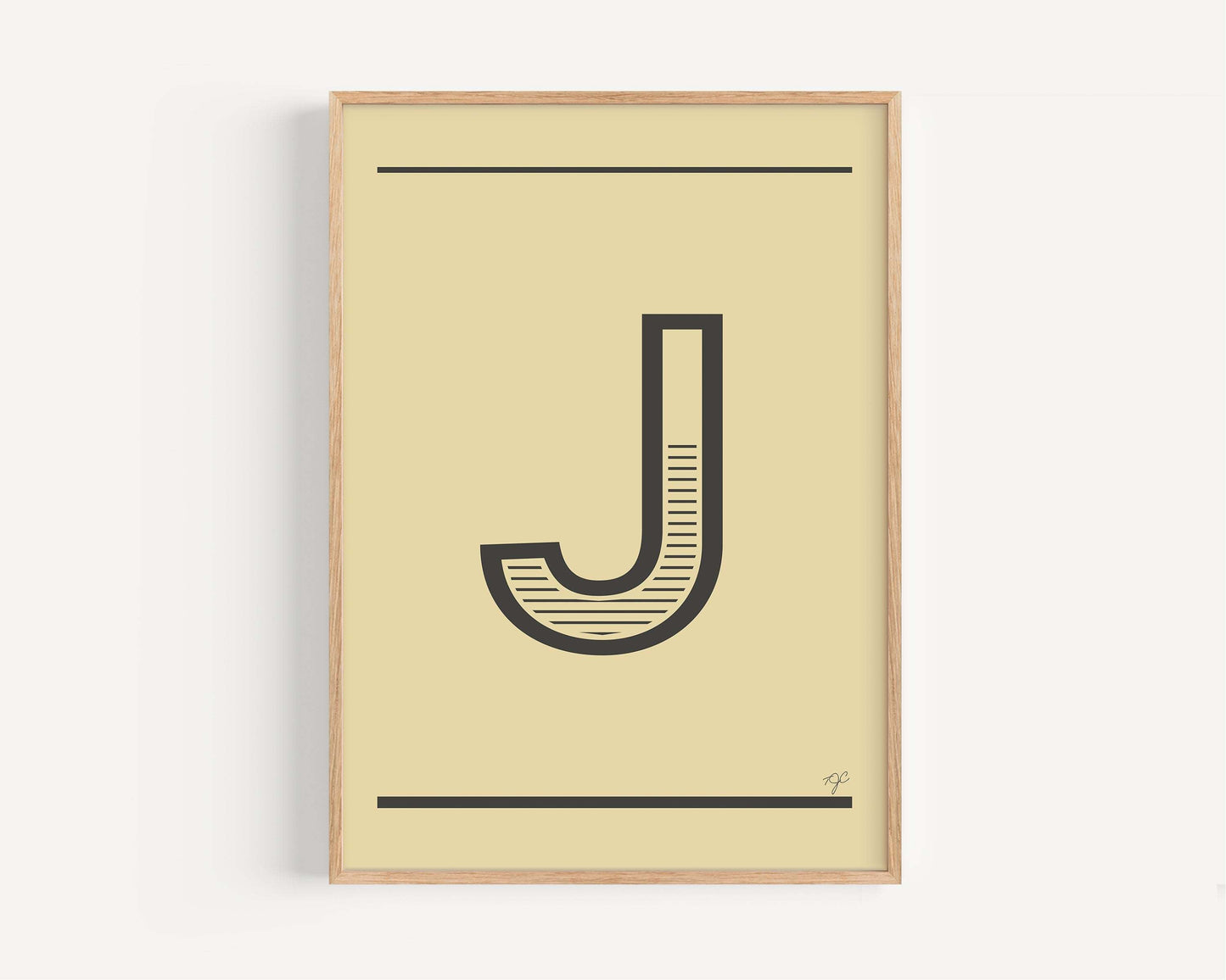 Stylish letter J alphabet print from Alphabet Print Collection on matte fine art paper
