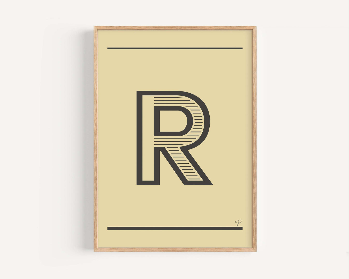 Alphabet print of the letter R on matte fine art paper from the Alphabet Print Collection by Striped Circle