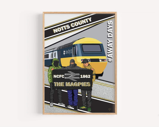 Notts County Away Days print on a high quality matte luxury art paper.