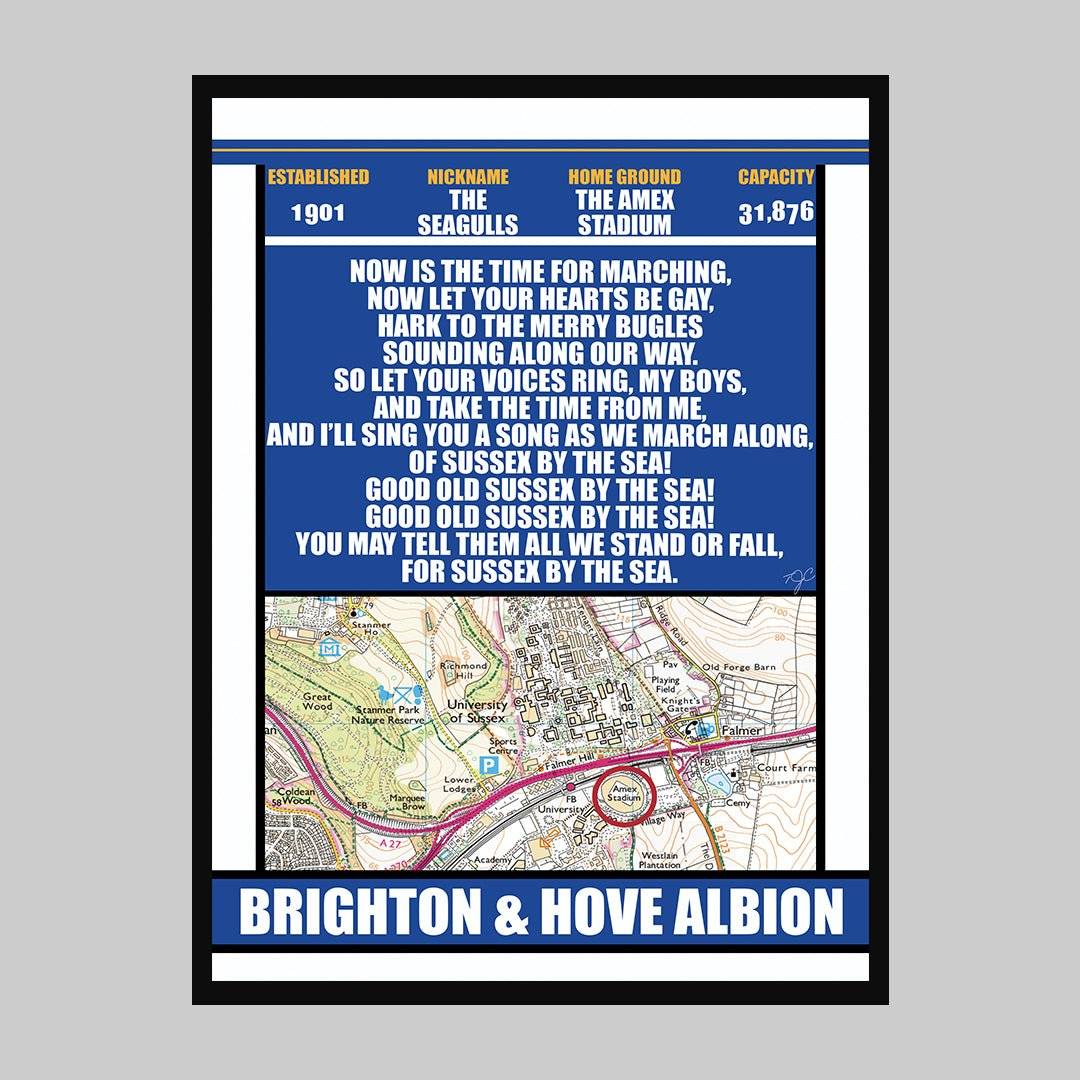 Brighton & Hove Albion Stadium print - Striped Circle
