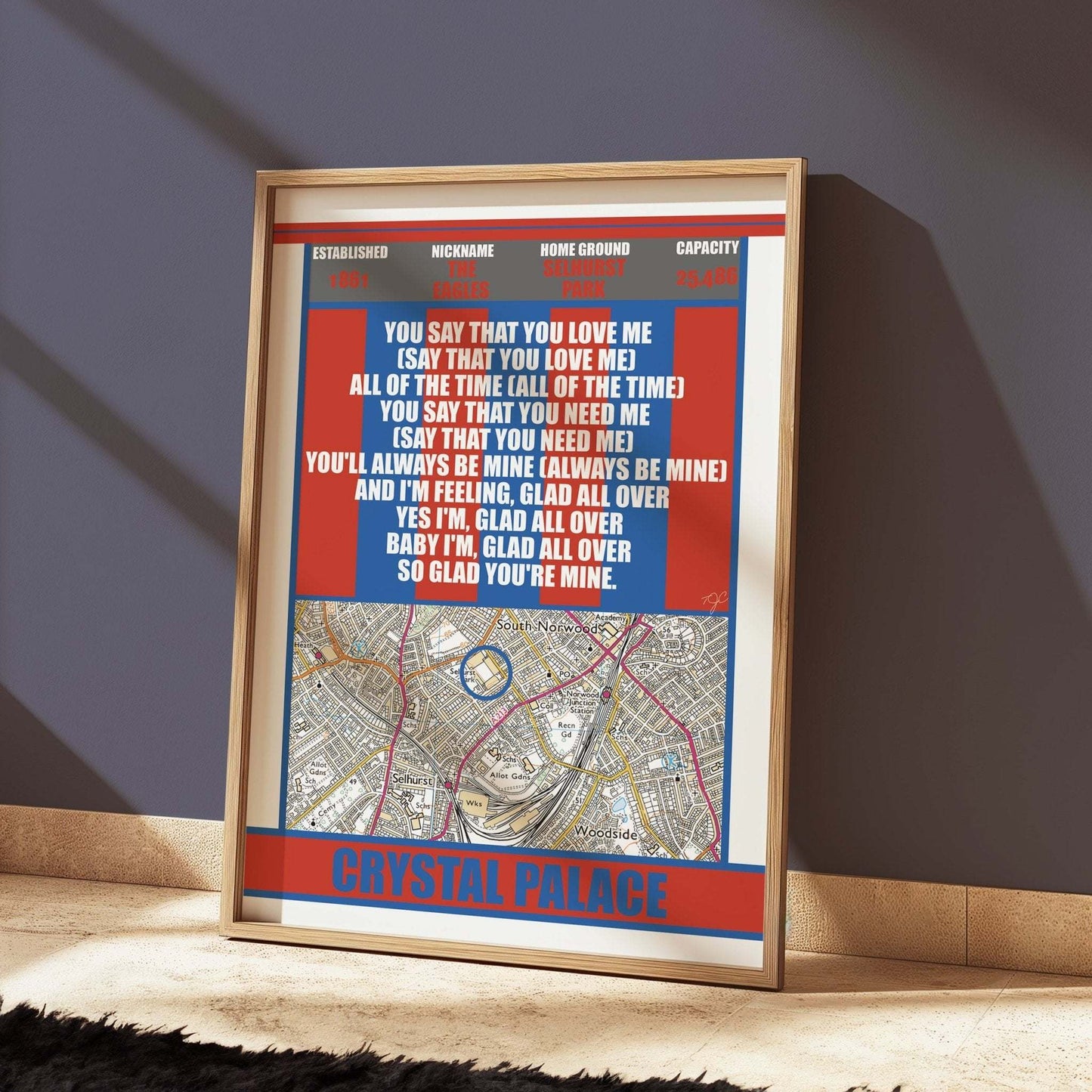 Crystal Palace Selhurst Park stadium print - Striped Circle