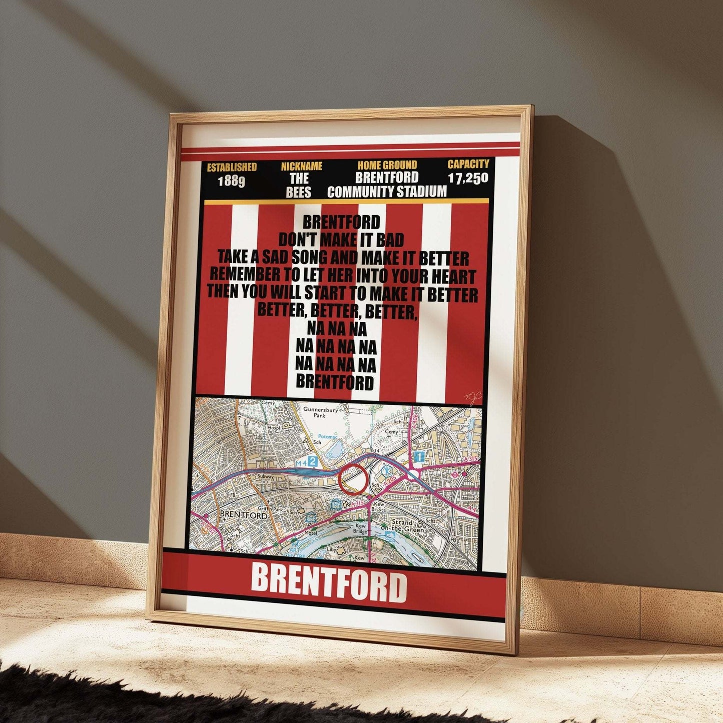 Brentford Community Stadium print - Striped Circle