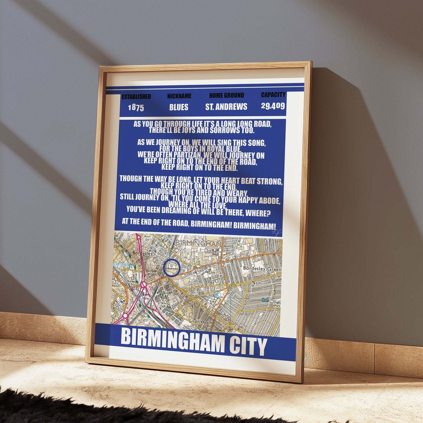 Birmingham City St Andrews stadium print - Striped Circle