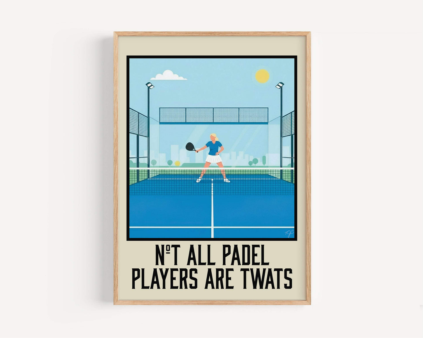 Colorful Not All Padel Players wall art print with witty text, perfect for gifts and home decor
