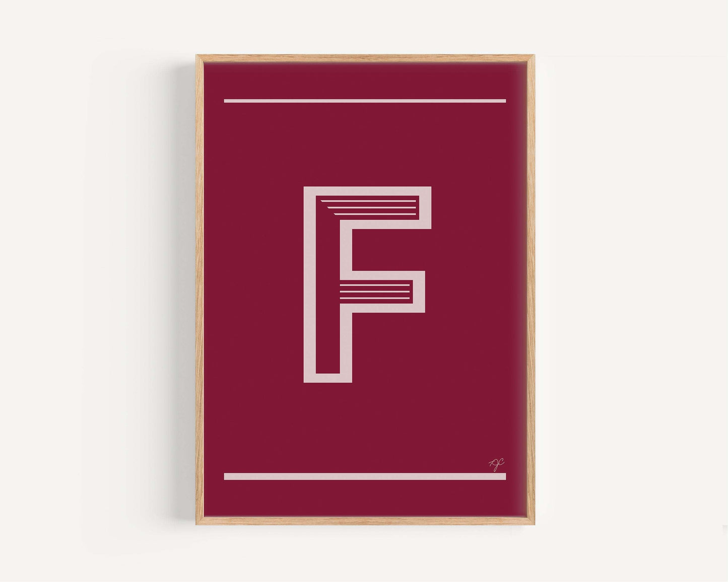 Letter F alphabet print from Alphabet Print Collection on matte fine art paper, colorful and stylish wall art for personalized decor