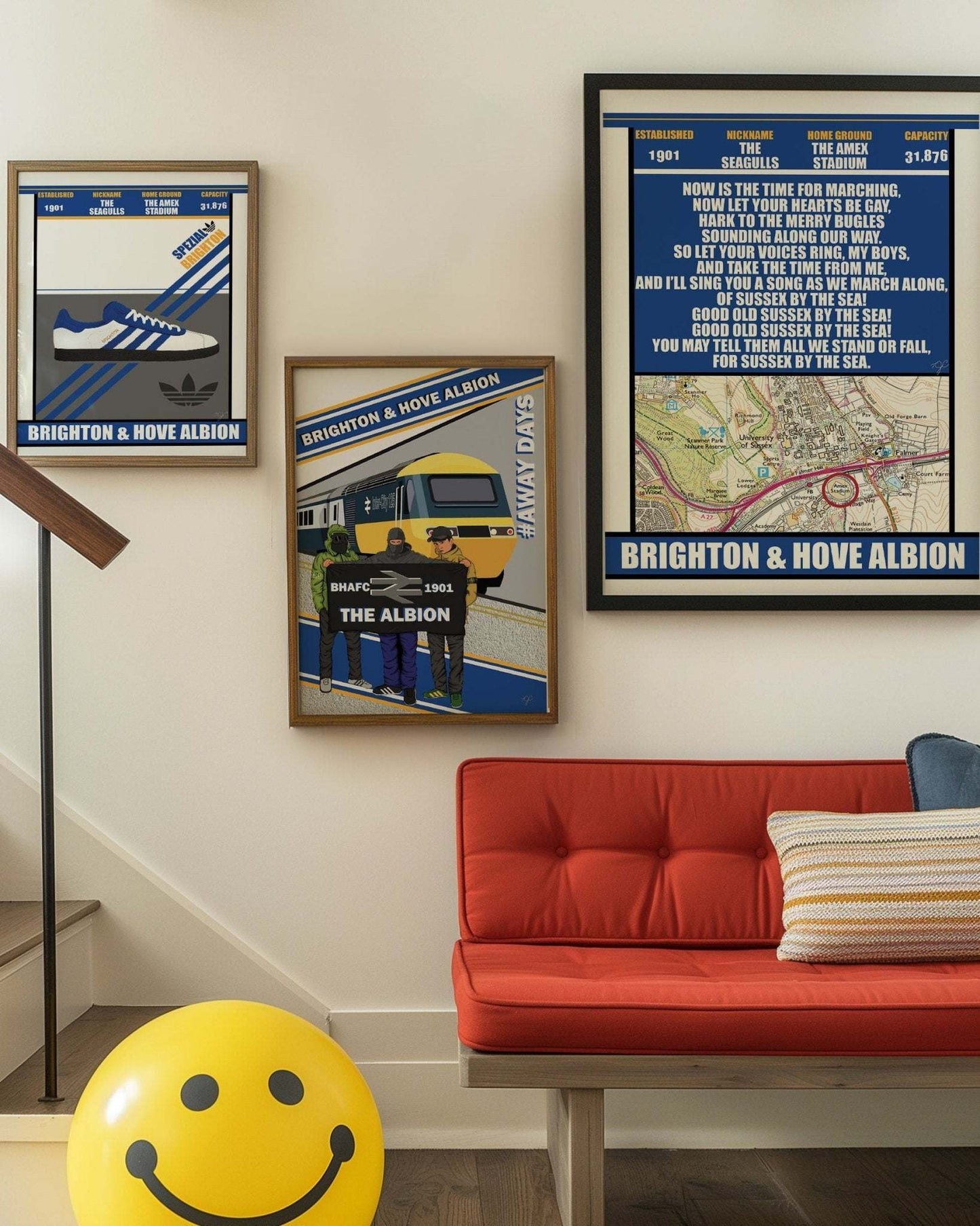 Brighton & Hove Albion Away Days print - Striped Circle