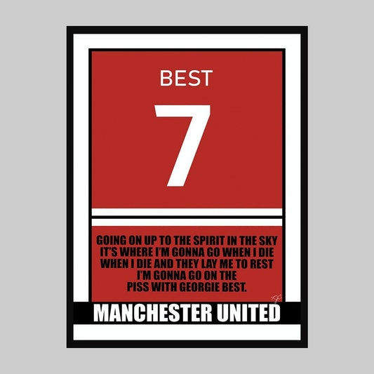 George Best Manchester United - Football Print - Striped Circle
