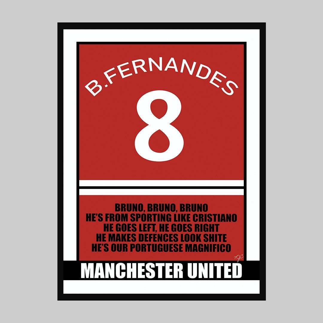 Bruno Fernandes Manchester United - Football Print - Striped Circle
