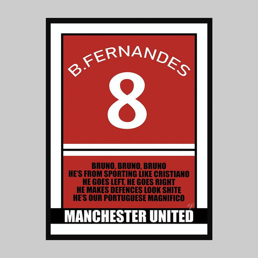 Bruno Fernandes Manchester United - Football Print - Striped Circle