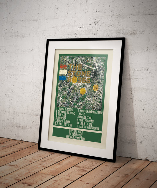 The Stone Roses art print in a simple black frame