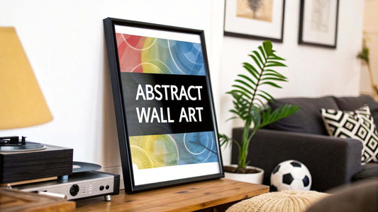 Abstract wall art with vibrant colors and geometric shapes for modern decor