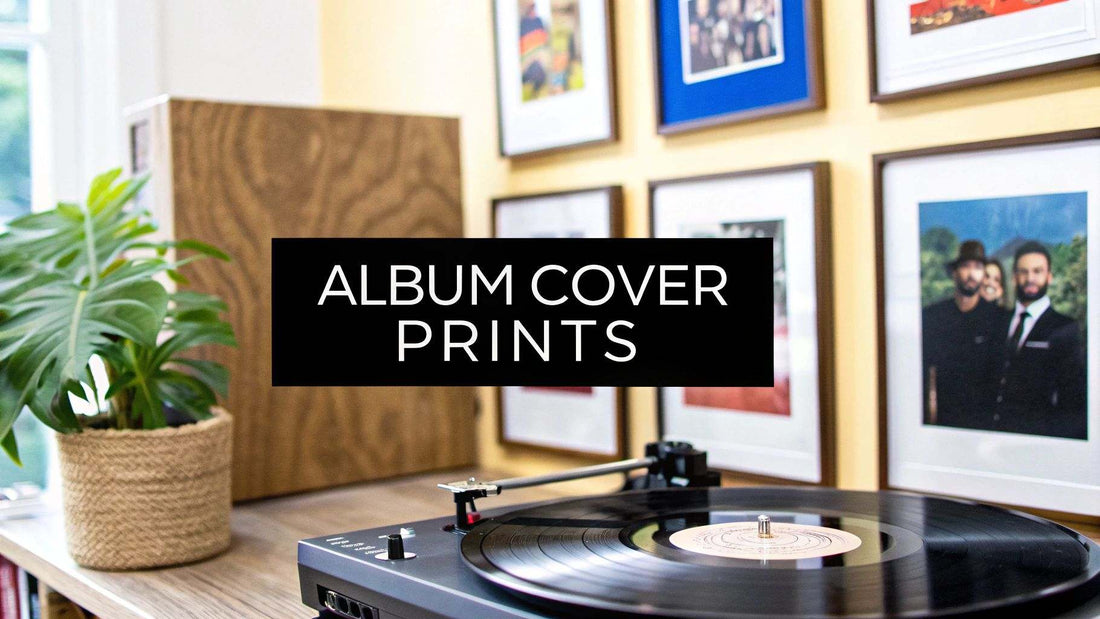 Your Ultimate Guide to Album Cover Prints showcasing various styled album covers in a creative layout
