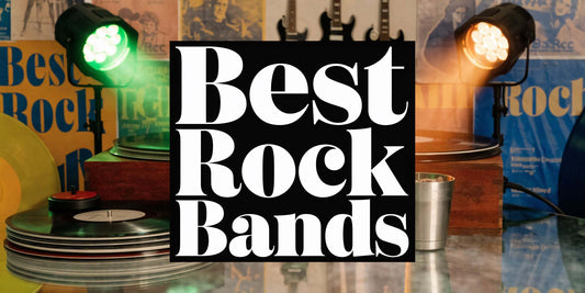 The 10 Best Rock Bands of All Time for Your Walls poster with iconic rock band logos