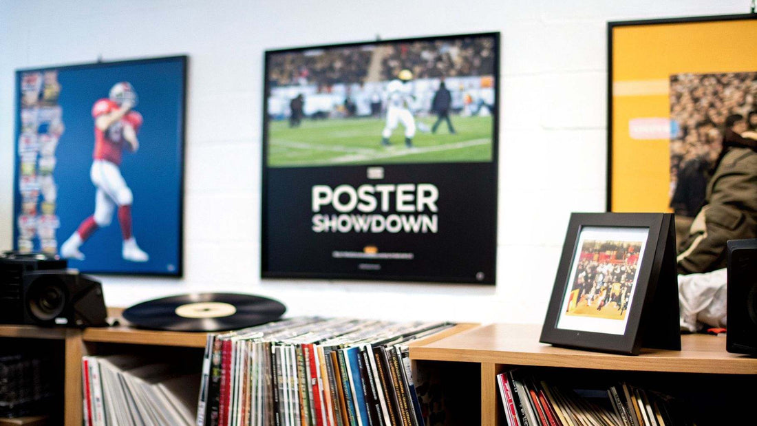 Collage of vibrant football and music posters from the best websites fans love