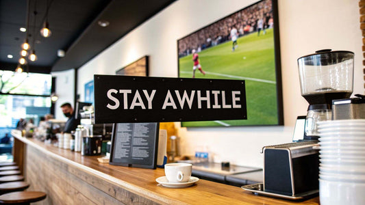 Inspirational coffee shop wall art with the phrase Your Coffee Shop Wall Art is More Important Than Your Coffee. Maybe.