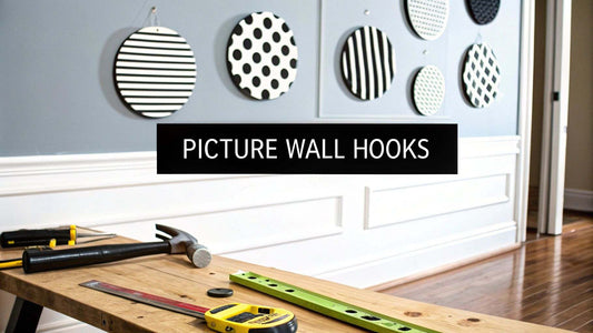 Step-by-step guide on how to hang a picture securely using wall hooks to prevent it from falling.