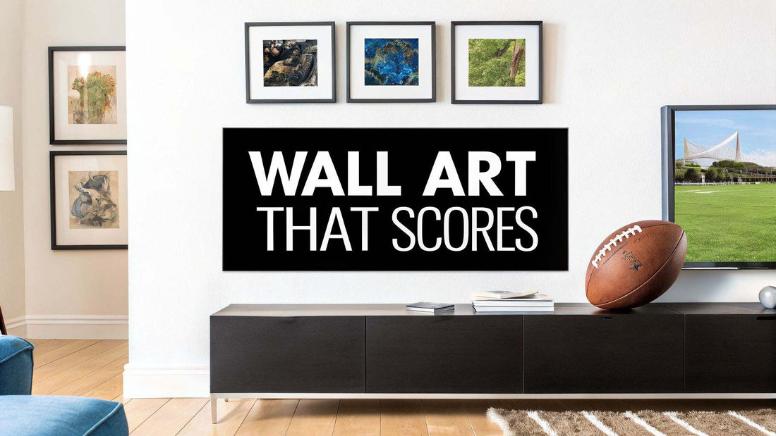 A poster about sports featuring dynamic wall art design with bold text and athletic themes