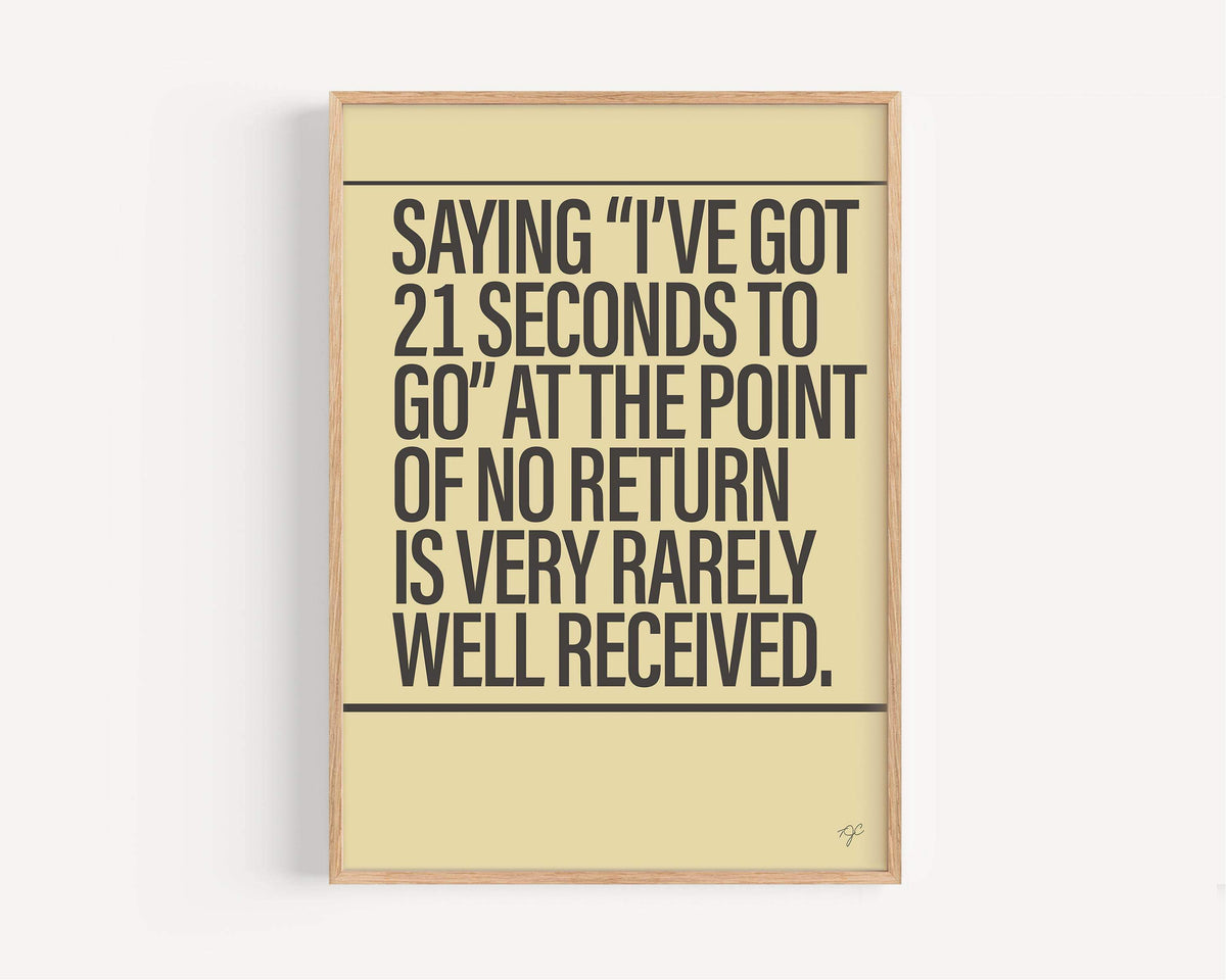 21 Seconds Alternative Lyrics Music print | UK Wall Art