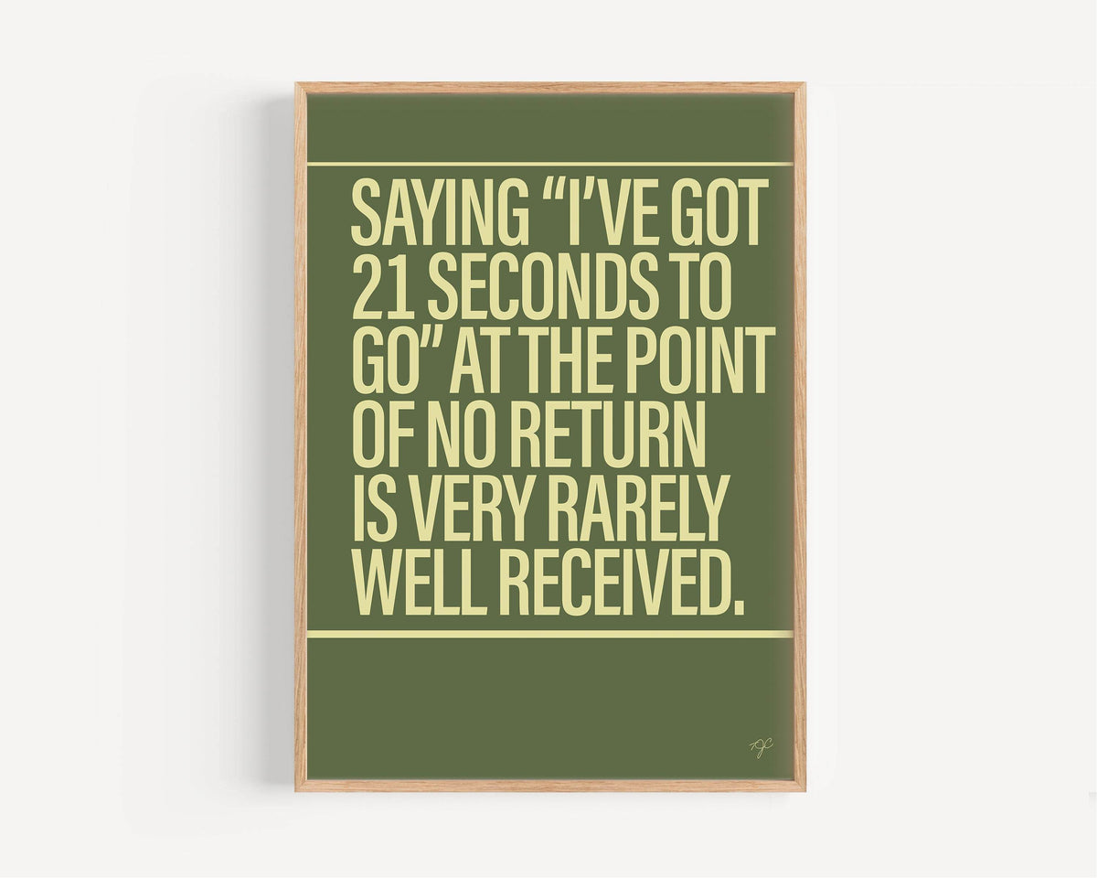 21 Seconds Alternative Lyrics Music print | UK Wall Art