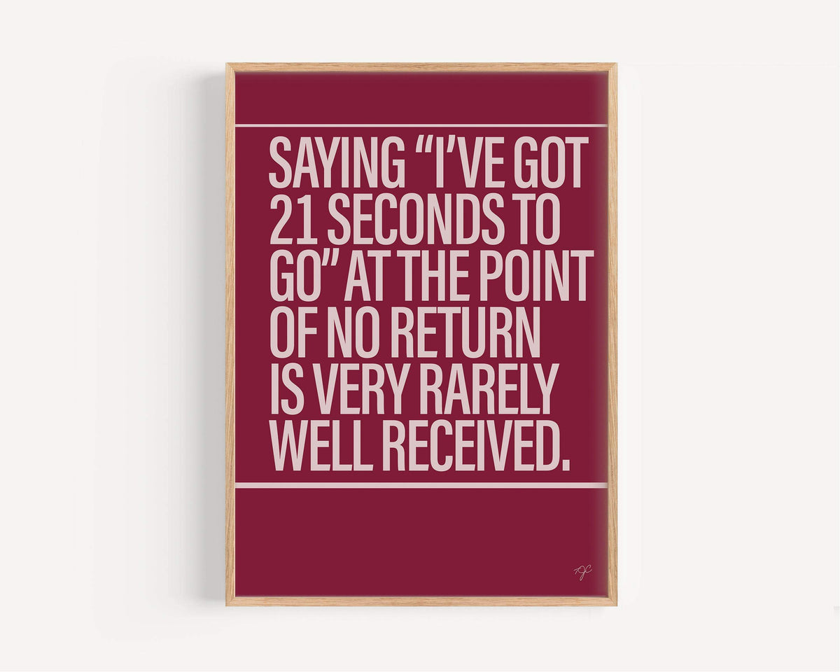 21 Seconds Alternative Lyrics Music print | UK Wall Art