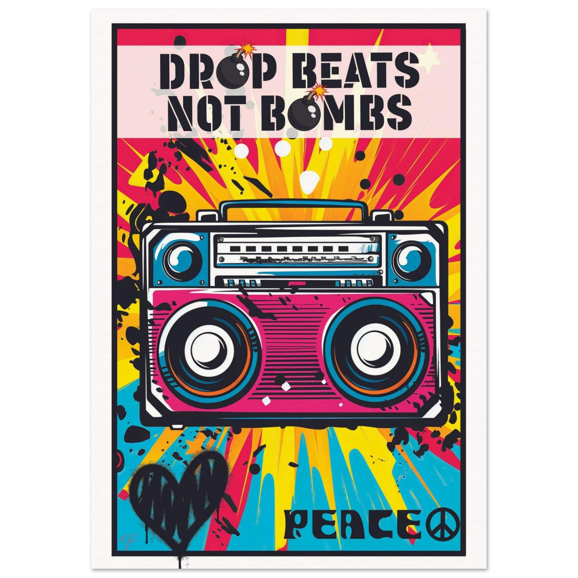 Drop Beats Not Bombs print - Striped Circle