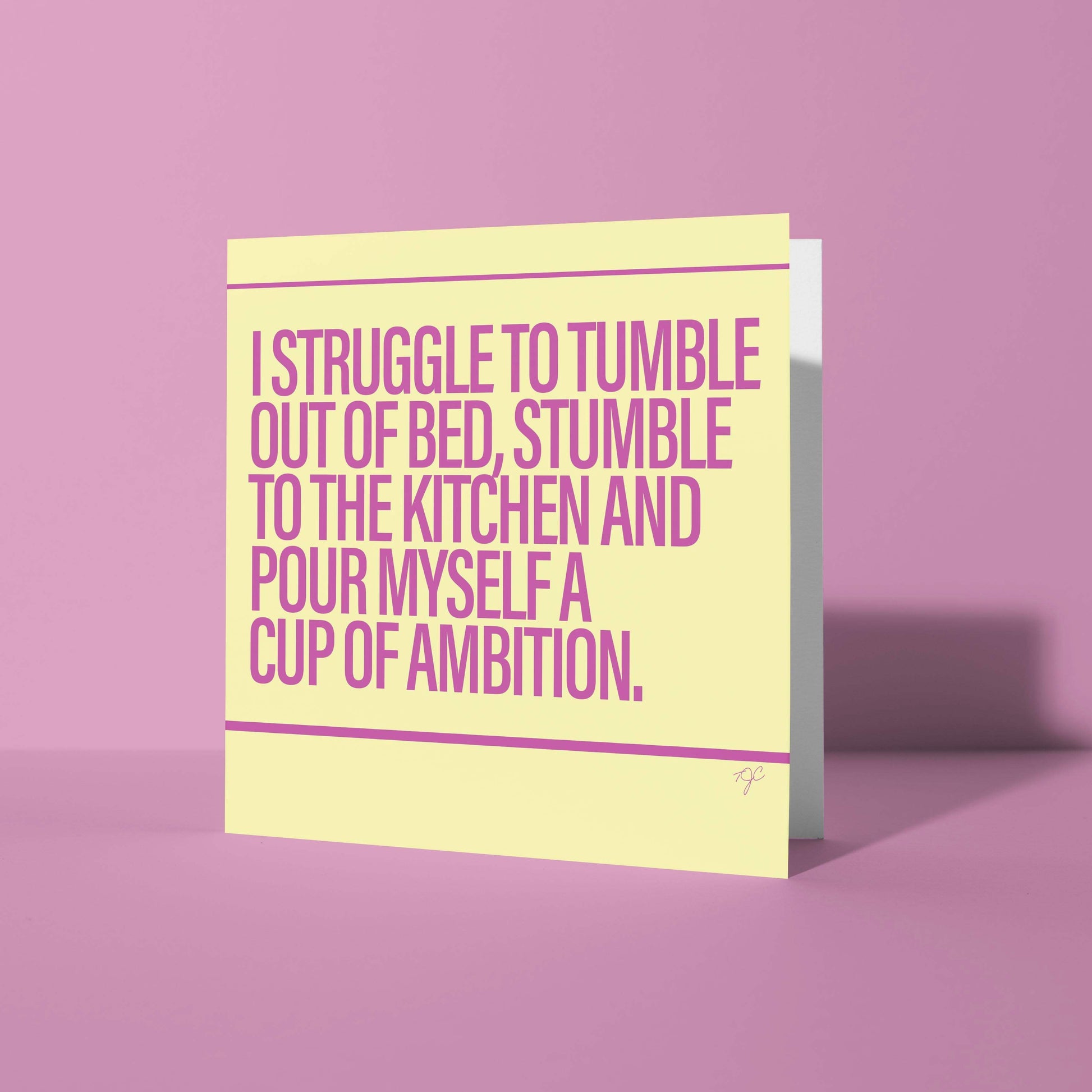 Square "9 to 5" greeting card from Striped Circle's Alternative Music collection with blank inside and white envelope