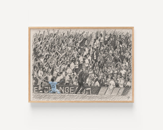 "Sliding Into Trouble" Football Moment Pencil Sketch Print | UK