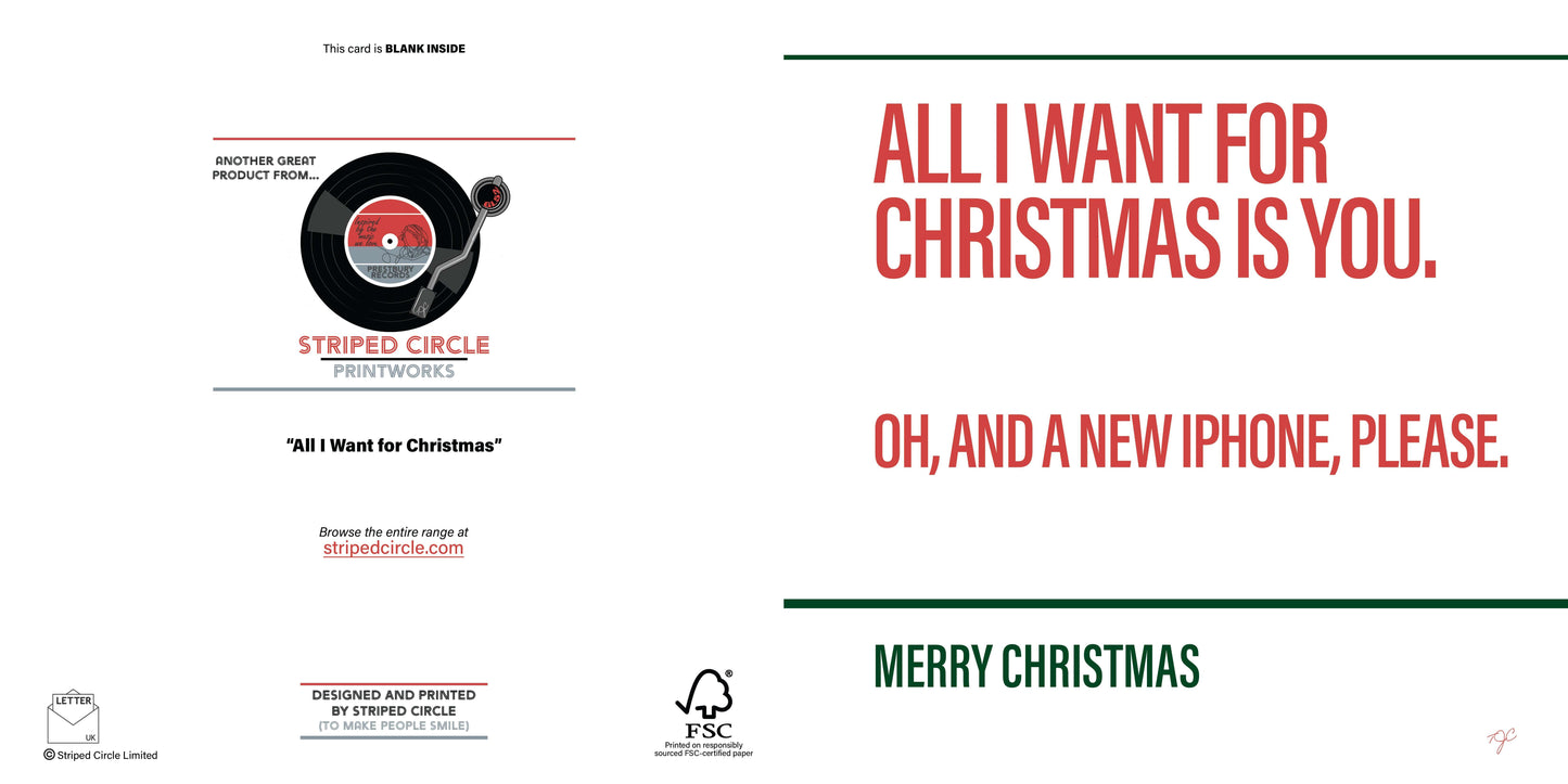 "All I Want for Christmas" - Greeting Card