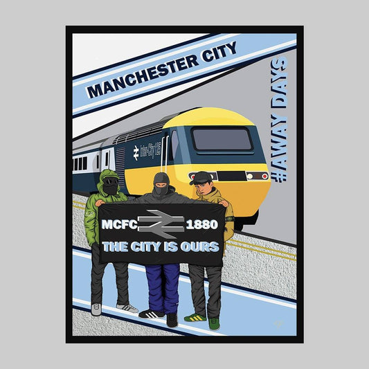 Manchester City Away Days print - Striped CircleA5 (148mm x 210mm)