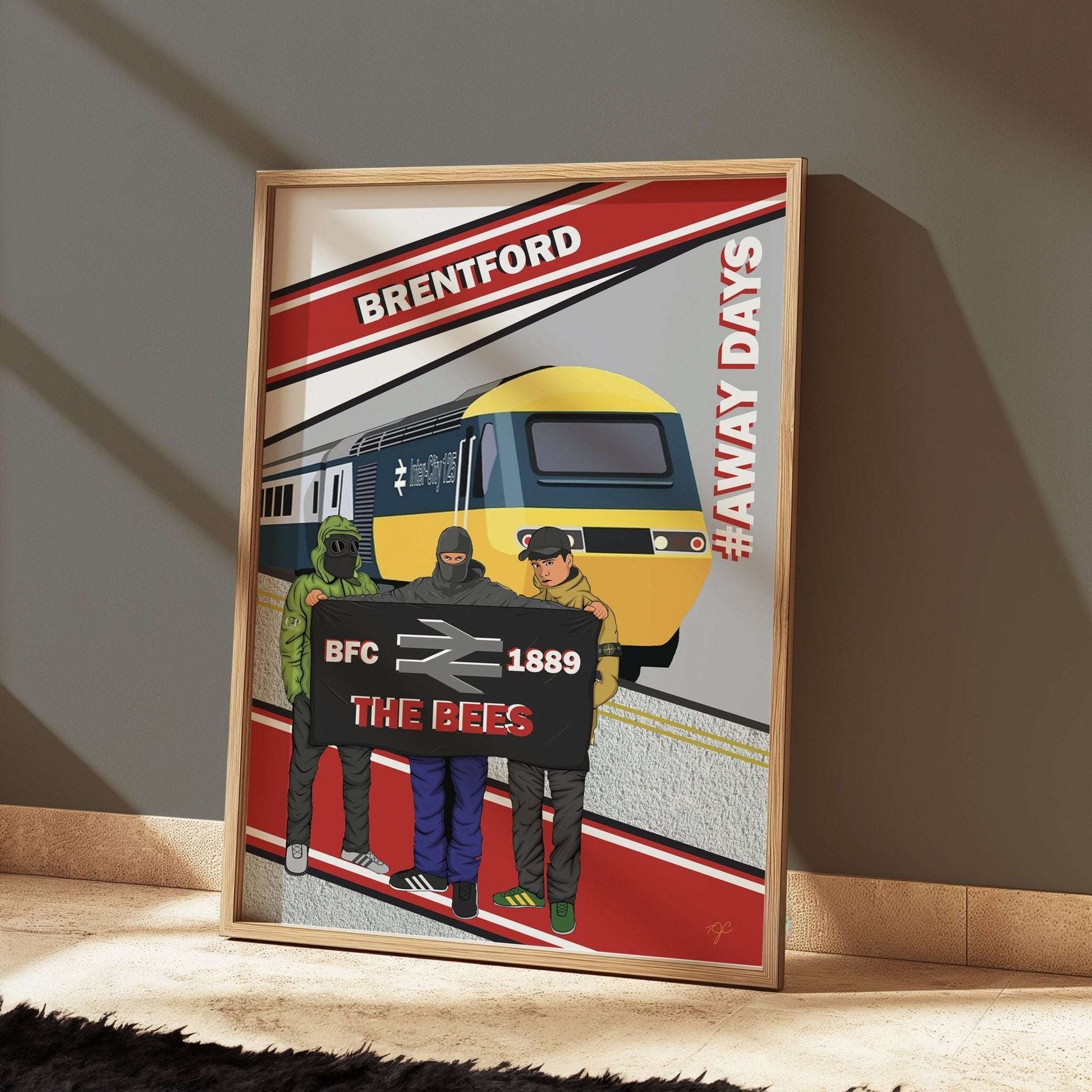 Brentford Away Days print - Striped CircleA5 (148mm x 210mm)