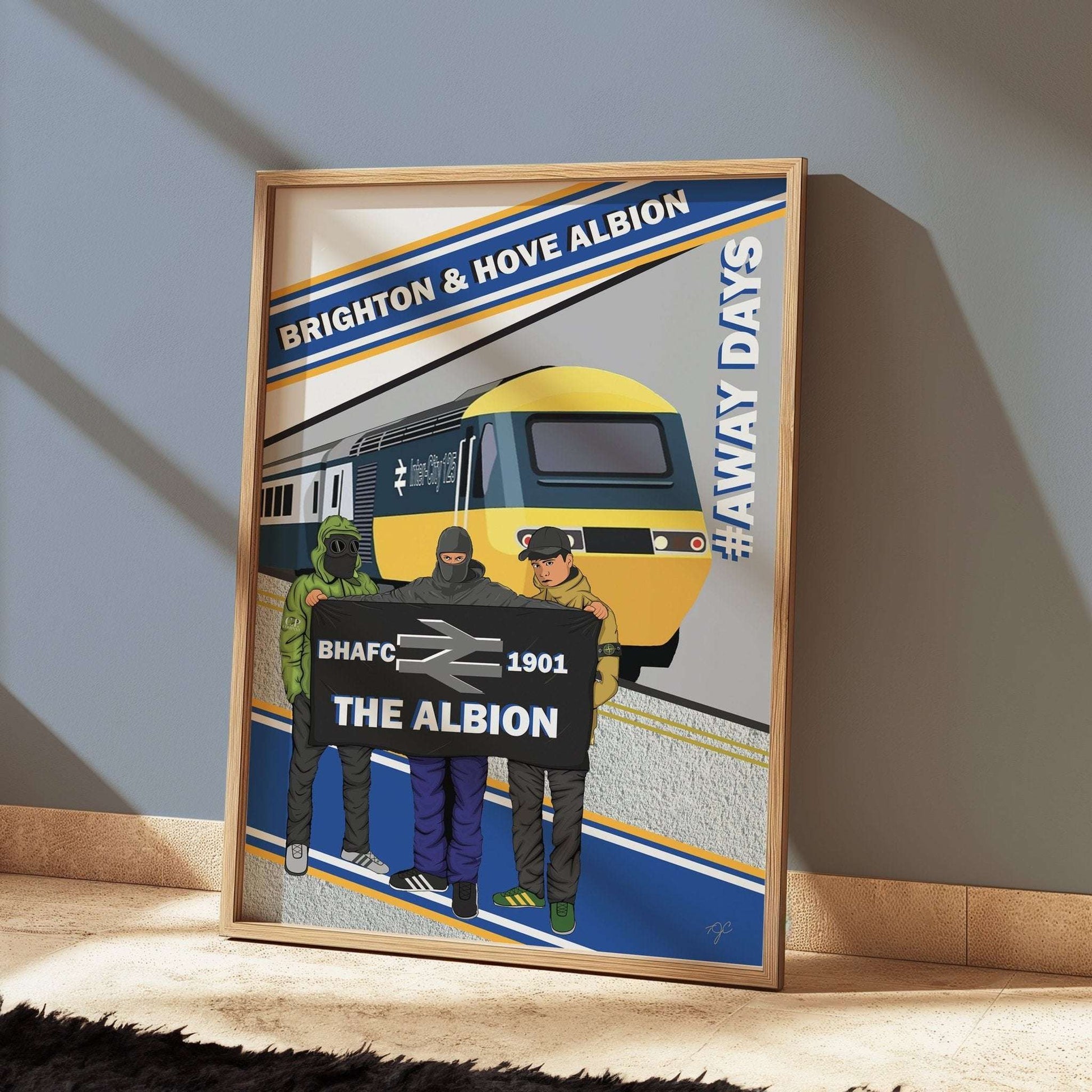 Brighton & Hove Albion Away Days print - Striped CircleA5 (148mm x 210mm)