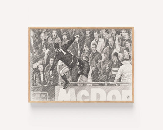 "Kung Fu Night" Football Moment Pencil Sketch Print | UK