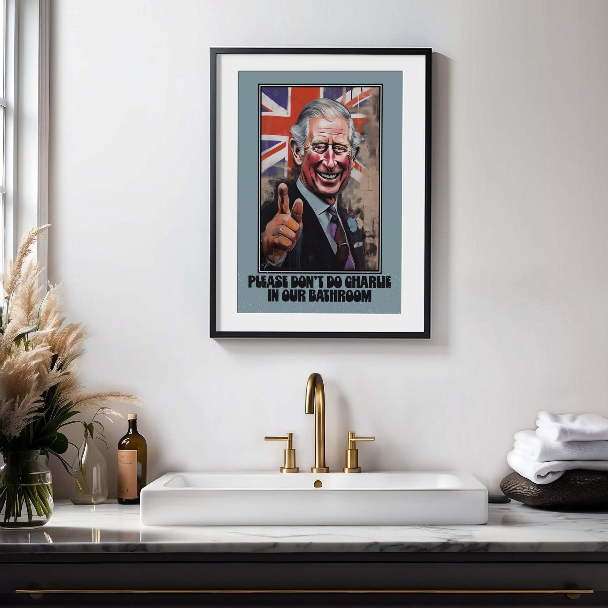 Please don't do Charlie in our bathroom print on a high quality paper!