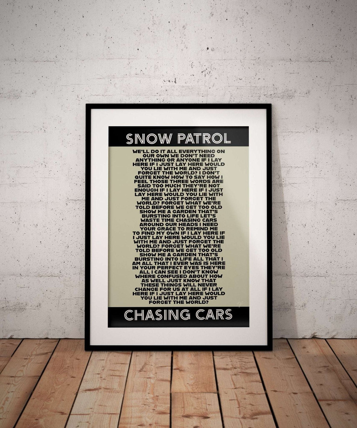 Chasing Cars Snow Patrol lyrics print - Striped Circle