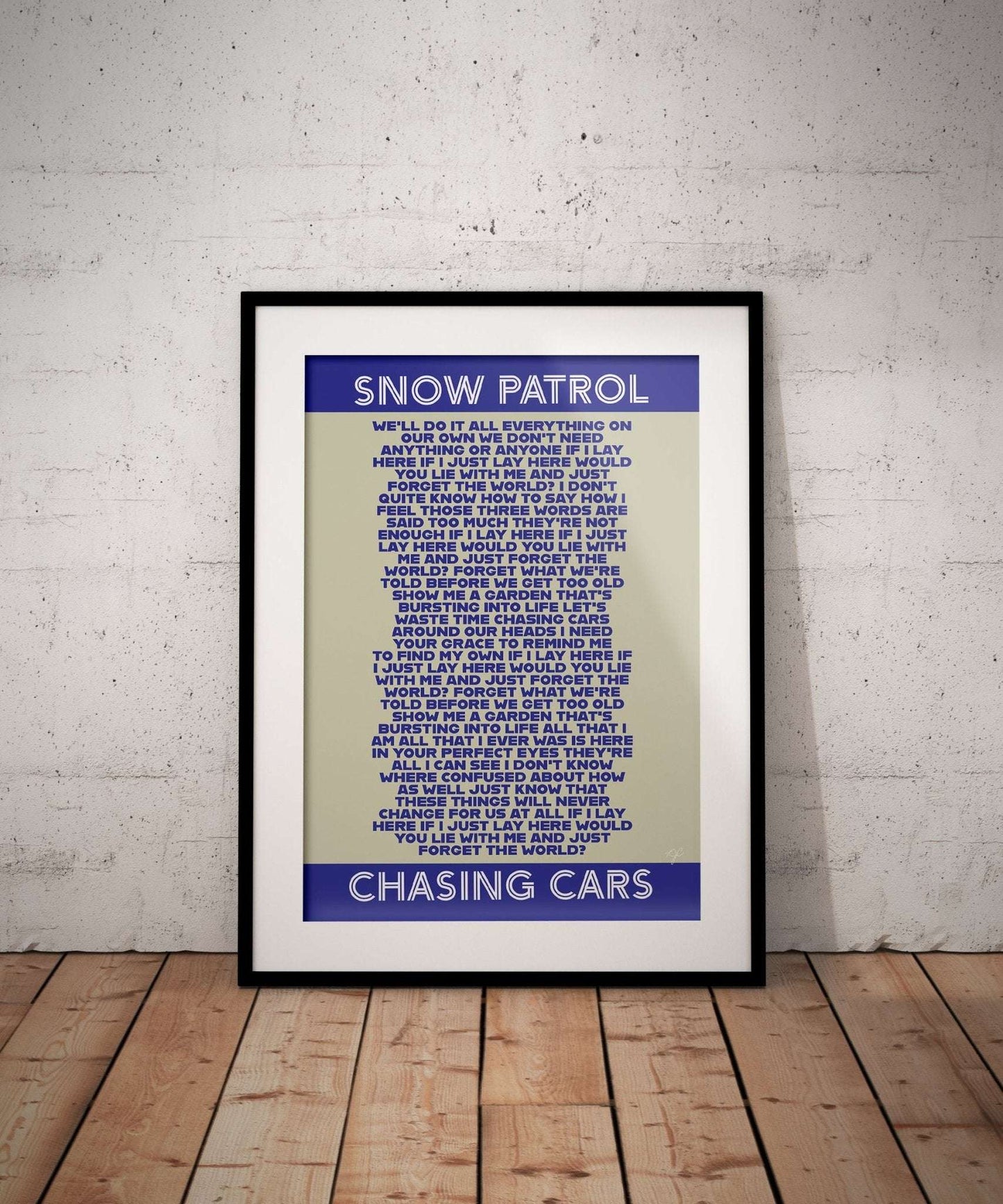 Chasing Cars Snow Patrol lyrics print - Striped Circle