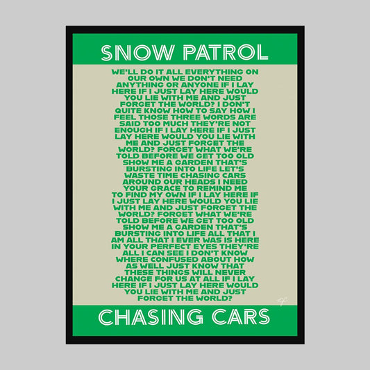 Chasing Cars Snow Patrol lyrics print - Striped CircleA4