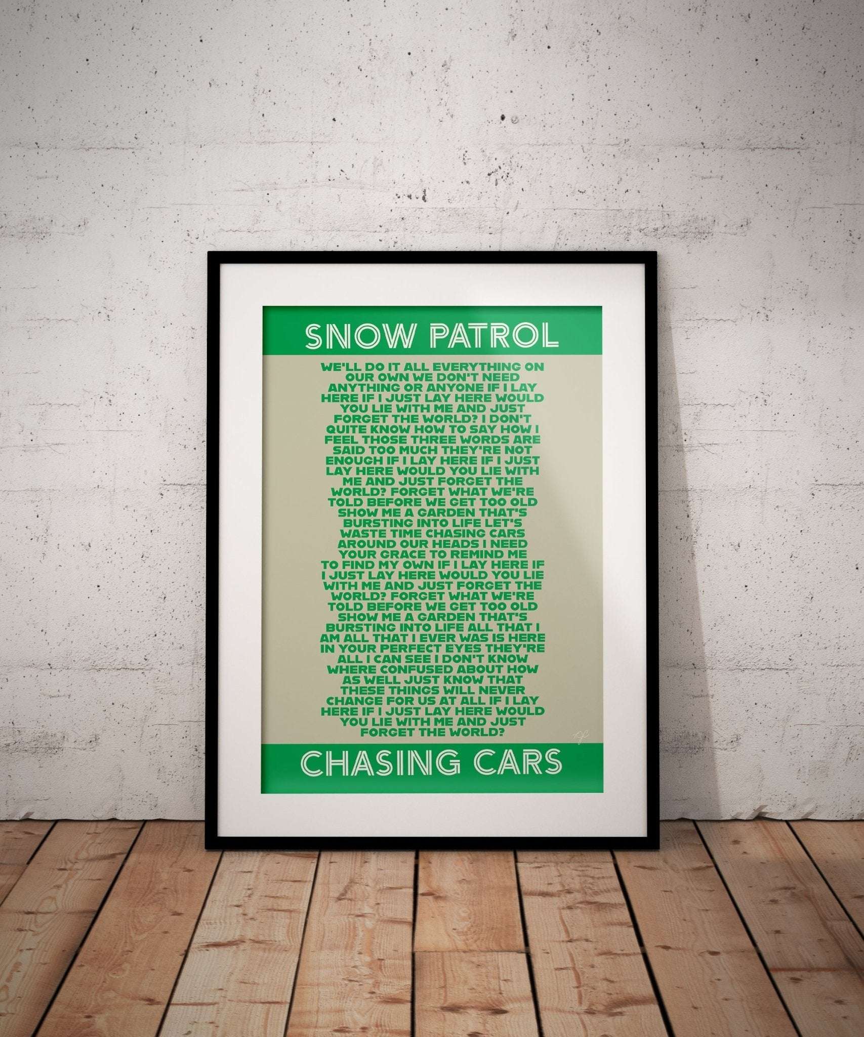 Chasing Cars Snow Patrol lyrics print - Striped Circle