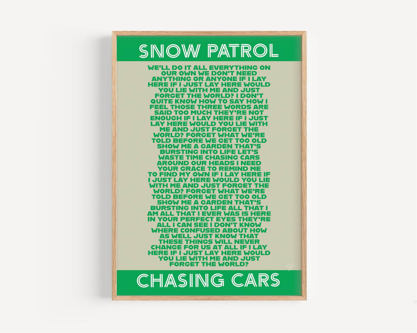 Chasing Cars Snow Patrol lyrics print