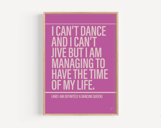 Dancing Queen ABBA Alternative Lyrics Music Print | Song Lyric Wall Art UK | Striped Circle