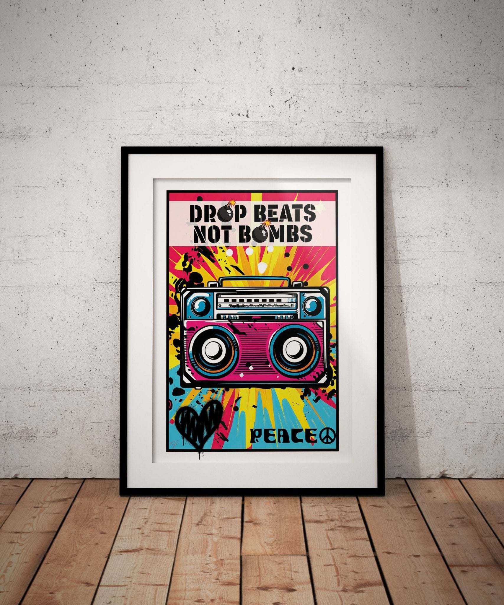 Drop Beats Not Bombs print - Striped Circle