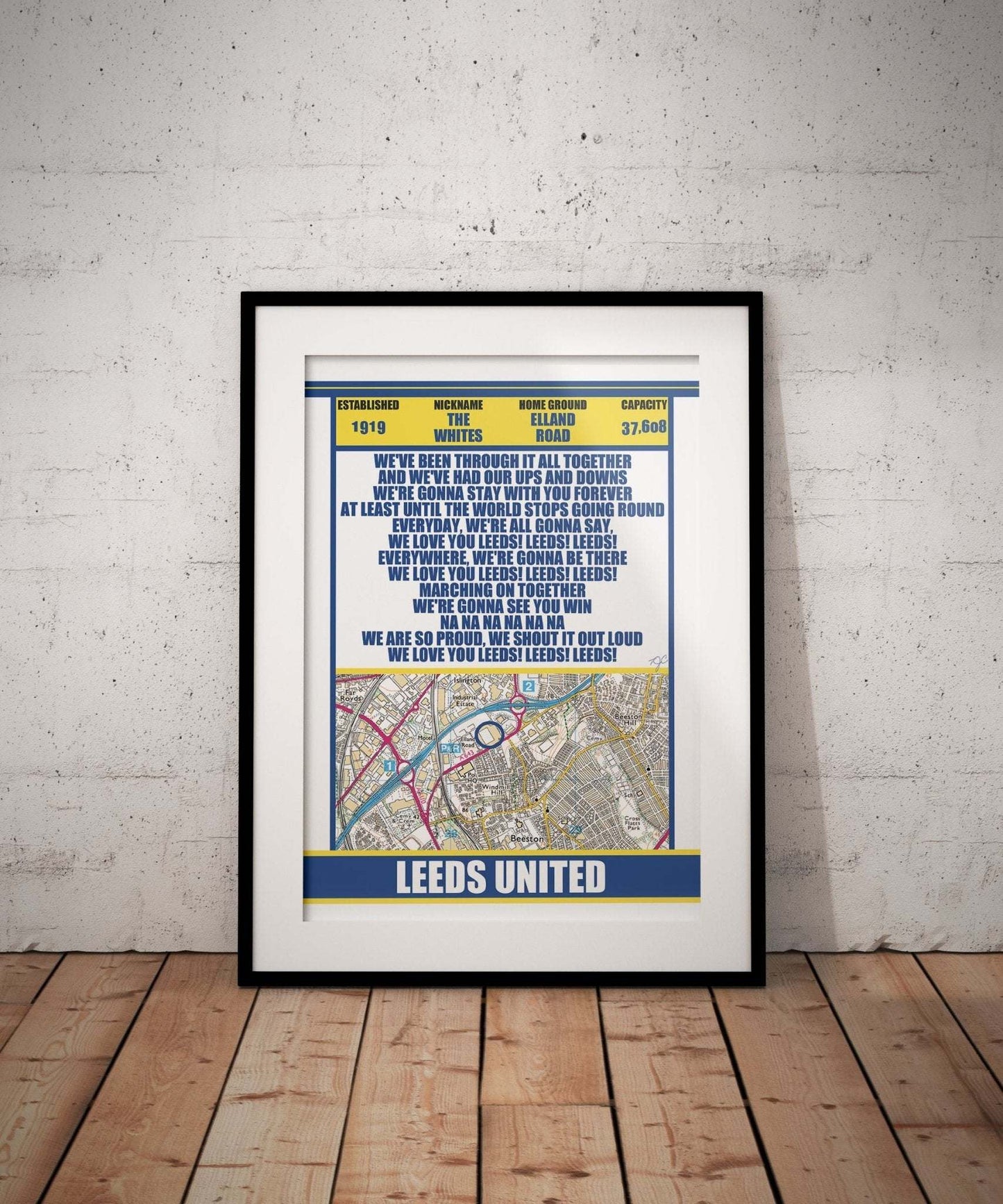 Leeds United Elland Road football print - Striped Circle