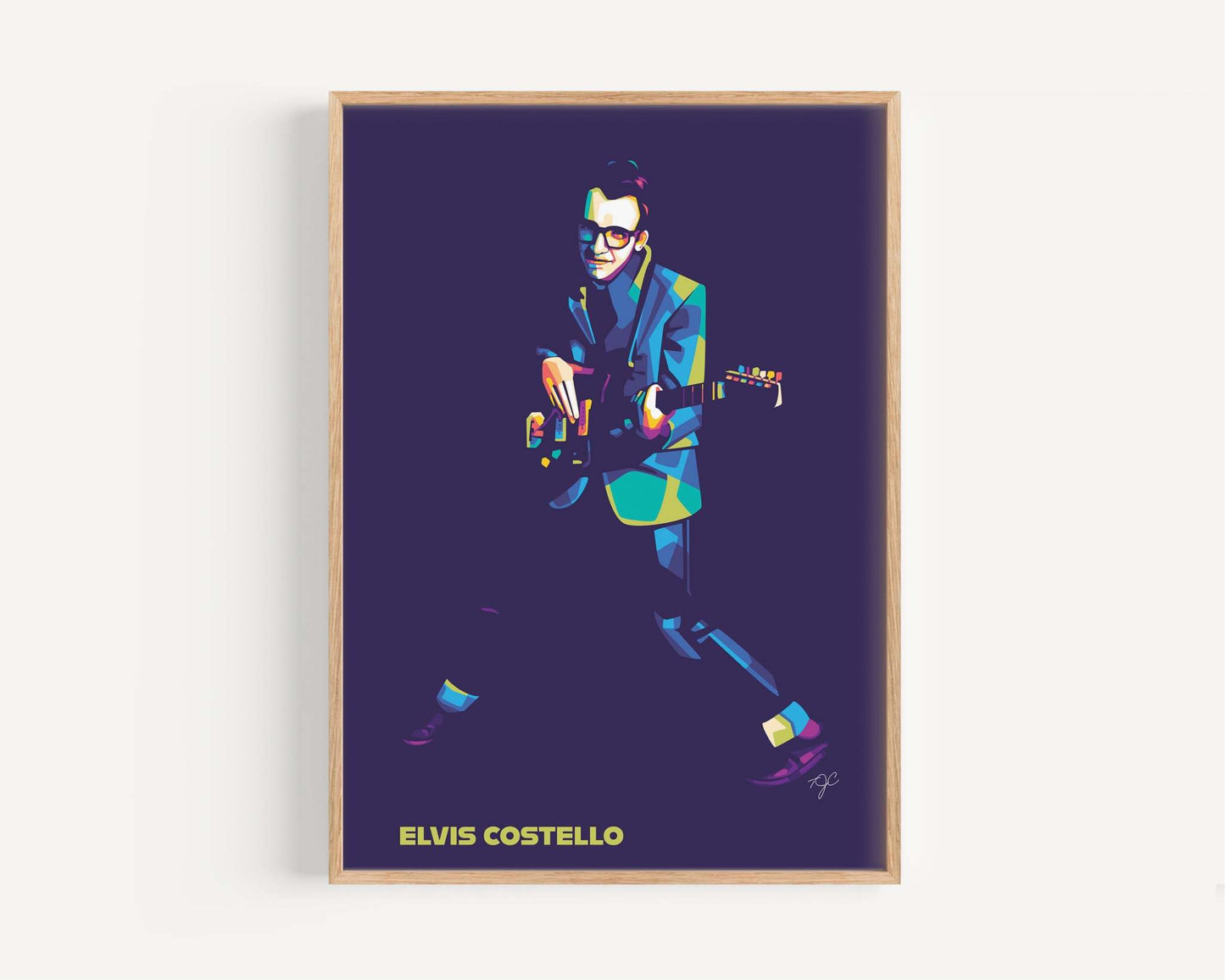 Elvis Costello print produced on high quality matte luxury art paper..