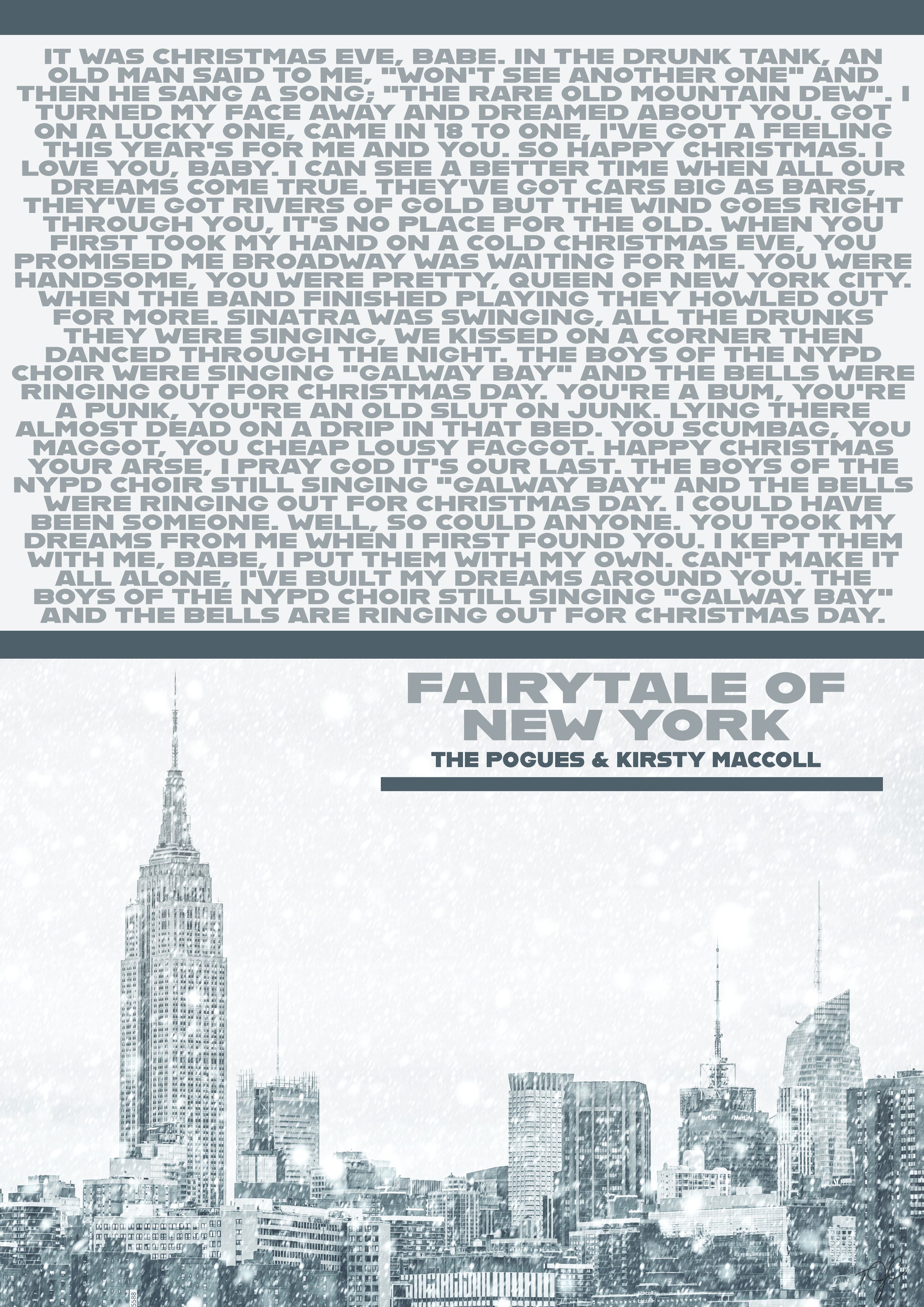 Fairytale of New York - The Pogues & Kirsty MacColl - Art print